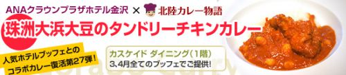 【カスケイドダイニング】コラボカレー「珠洲大浜大豆のタンドリーチキンカレー」（2019年3、4月）